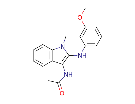 Molecular Structure of 63112-80-1 (Acetamide, N-[2-[(3-methoxyphenyl)amino]-1-methyl-1H-indol-3-yl]-)