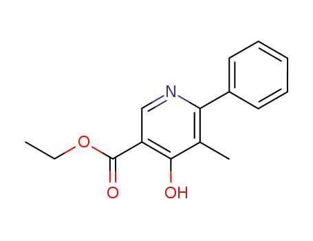 Molecular Structure of 63514-28-3 (3-Pyridinecarboxylic acid, 4-hydroxy-5-methyl-6-phenyl-, ethyl ester)