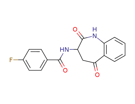 Molecular Structure of 66134-81-4 (Benzamide,
4-fluoro-N-(2,3,4,5-tetrahydro-2,5-dioxo-1H-1-benzazepin-3-yl)-)