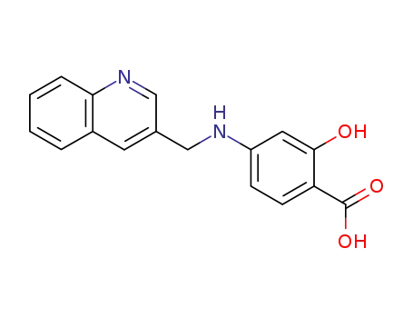 Molecular Structure of 62294-81-9 (Benzoic acid, 2-hydroxy-4-[(3-quinolinylmethyl)amino]-)