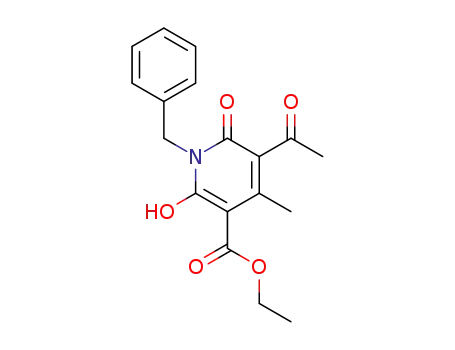 Molecular Structure of 69595-33-1 (3-Pyridinecarboxylic acid,
5-acetyl-1,6-dihydro-2-hydroxy-4-methyl-6-oxo-1-(phenylmethyl)-, ethyl
ester)