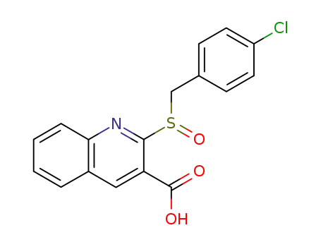 Molecular Structure of 65764-14-9 (3-Quinolinecarboxylic acid, 2-[[(4-chlorophenyl)methyl]sulfinyl]-)