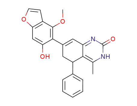 Molecular Structure of 62062-11-7 (2(1H)-Quinazolinone,
5,6-dihydro-7-(6-hydroxy-4-methoxy-5-benzofuranyl)-4-methyl-5-phenyl-)