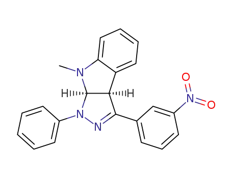 Molecular Structure of 65867-64-3 (Pyrazolo[3,4-b]indole,
1,3a,8,8a-tetrahydro-8-methyl-3-(3-nitrophenyl)-1-phenyl-, cis-)