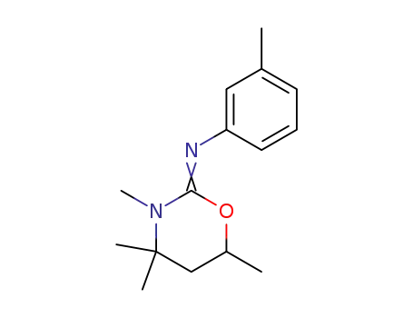 Molecular Structure of 53004-28-7 (Benzenamine,
3-methyl-N-(tetrahydro-3,4,4,6-tetramethyl-2H-1,3-oxazin-2-ylidene)-)