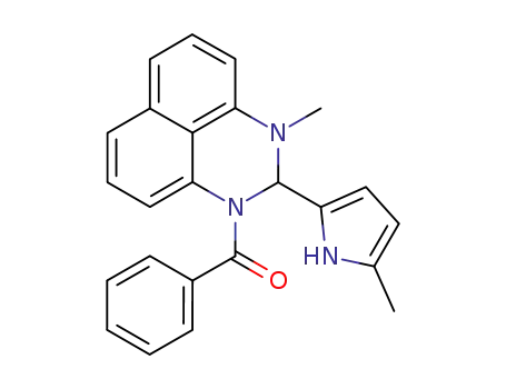 Molecular Structure of 62062-96-8 (1H-Perimidine,
1-benzoyl-2,3-dihydro-3-methyl-2-(5-methyl-1H-pyrrol-2-yl)-)