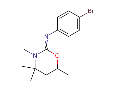 Molecular Structure of 53004-30-1 (Benzenamine,
4-bromo-N-(tetrahydro-3,4,4,6-tetramethyl-2H-1,3-oxazin-2-ylidene)-)
