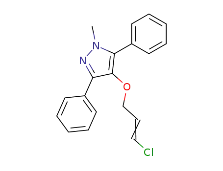 Molecular Structure of 60627-67-0 (1H-Pyrazole, 4-[(3-chloro-2-propenyl)oxy]-1-methyl-3,5-diphenyl-)
