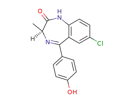 Molecular Structure of 62492-75-5 (2H-1,4-Benzodiazepin-2-one,
7-chloro-1,3-dihydro-5-(4-hydroxyphenyl)-3-methyl-, (S)-)