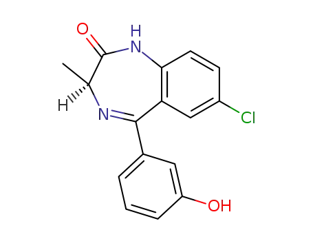 Molecular Structure of 62492-73-3 (2H-1,4-Benzodiazepin-2-one,
7-chloro-1,3-dihydro-5-(3-hydroxyphenyl)-3-methyl-, (S)-)
