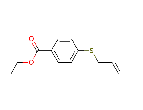 Molecular Structure of 61493-83-2 (Benzoic acid, 4-(2-butenylthio)-, ethyl ester, (E)-)