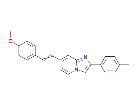 Molecular Structure of 65964-17-2 (Imidazo[1,2-a]pyridine,
7-[2-(4-methoxyphenyl)ethenyl]-2-(4-methylphenyl)-)