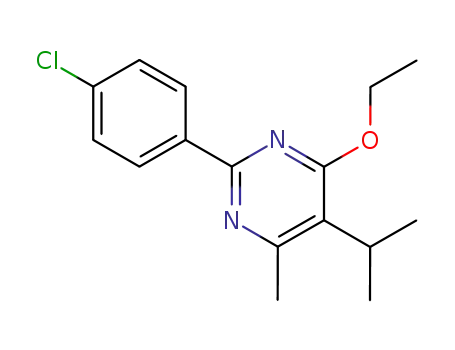 Molecular Structure of 61442-54-4 (Pyrimidine, 2-(4-chlorophenyl)-4-ethoxy-6-methyl-5-(1-methylethyl)-)