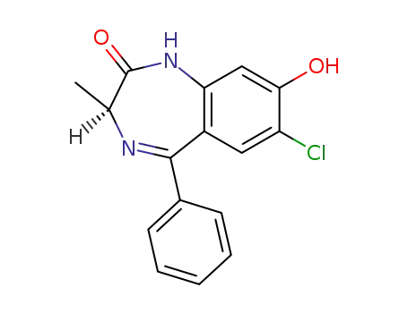 Molecular Structure of 62492-78-8 (2H-1,4-Benzodiazepin-2-one,
7-chloro-1,3-dihydro-8-hydroxy-3-methyl-5-phenyl-, (S)-)