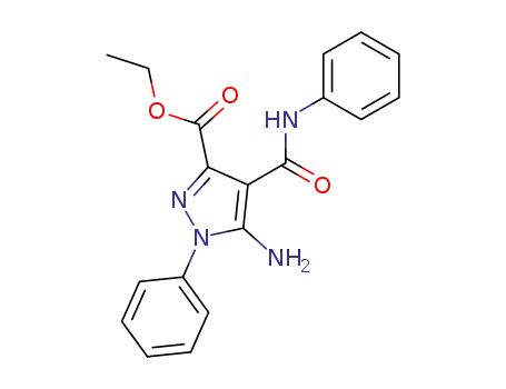 Molecular Structure of 61457-34-9 (1H-Pyrazole-3-carboxylic acid,
5-amino-1-phenyl-4-[(phenylamino)carbonyl]-, ethyl ester)