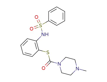 Molecular Structure of 61381-60-0 (1-Piperazinecarbothioic acid, 4-methyl-,
S-[2-[(phenylsulfonyl)amino]phenyl] ester)
