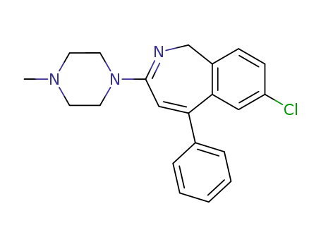 Molecular Structure of 64098-17-5 (1H-2-Benzazepine, 7-chloro-3-(4-methyl-1-piperazinyl)-5-phenyl-)