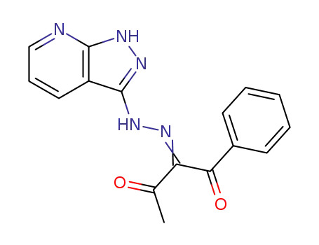 Molecular Structure of 63682-47-3 (1,2,3-Butanetrione, 1-phenyl-,
2-(1H-pyrazolo[3,4-b]pyridin-3-ylhydrazone))