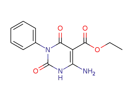 Molecular Structure of 61638-29-7 (5-Pyrimidinecarboxylic acid,
4-amino-1,2,3,6-tetrahydro-2,6-dioxo-1-phenyl-, ethyl ester)
