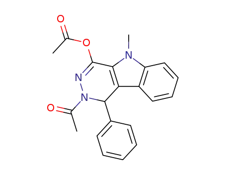 Molecular Structure of 61381-46-2 (1H-Pyridazino[4,5-b]indol-4-ol, 2-acetyl-2,5-dihydro-5-methyl-1-phenyl-,
acetate (ester))