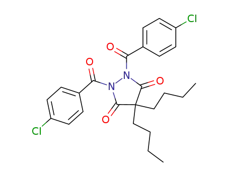 Molecular Structure of 62188-95-8 (3,5-Pyrazolidinedione, 4,4-dibutyl-1,2-bis(4-chlorobenzoyl)-)