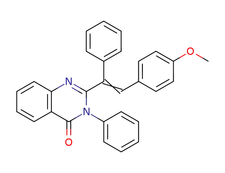 Molecular Structure of 74772-58-0 (4(3H)-Quinazolinone,
2-[2-(4-methoxyphenyl)-1-phenylethenyl]-3-phenyl-)