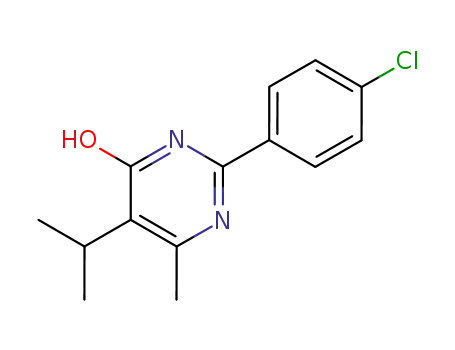 Molecular Structure of 61442-46-4 (4(1H)-Pyrimidinone, 2-(4-chlorophenyl)-6-methyl-5-(1-methylethyl)-)