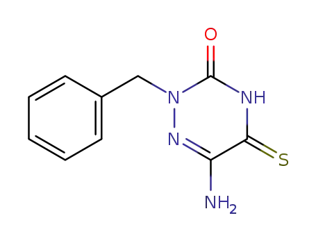 Molecular Structure of 61322-25-6 (1,2,4-Triazin-3(2H)-one,
6-amino-4,5-dihydro-2-(phenylmethyl)-5-thioxo-)