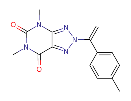 Molecular Structure of 61327-40-0 (2H-1,2,3-Triazolo[4,5-d]pyrimidine-5,7(4H,6H)-dione,
4,6-dimethyl-2-[1-(4-methylphenyl)ethenyl]-)