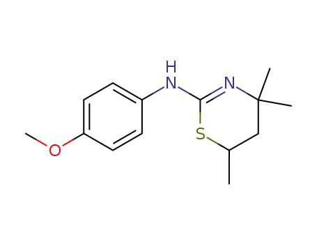 Molecular Structure of 53004-45-8 (4H-1,3-Thiazin-2-amine,
5,6-dihydro-N-(4-methoxyphenyl)-4,4,6-trimethyl-)