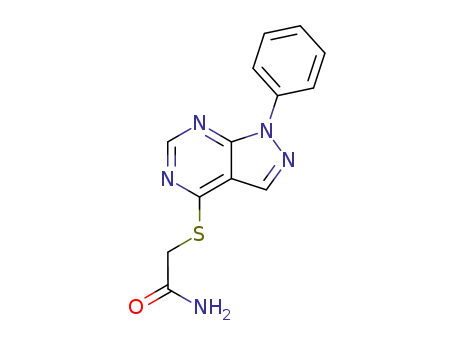 Molecular Structure of 70011-70-0 (Acetamide, 2-[(1-phenyl-1H-pyrazolo[3,4-d]pyrimidin-4-yl)thio]-)
