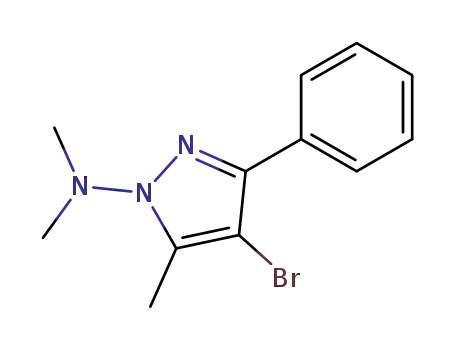 Molecular Structure of 62565-41-7 (1H-Pyrazol-1-amine, 4-bromo-N,N,5-trimethyl-3-phenyl-)