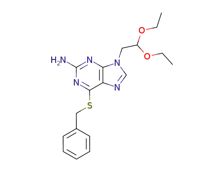 Molecular Structure of 63071-68-1 (9H-Purin-2-amine, 9-(2,2-diethoxyethyl)-6-[(phenylmethyl)thio]-)