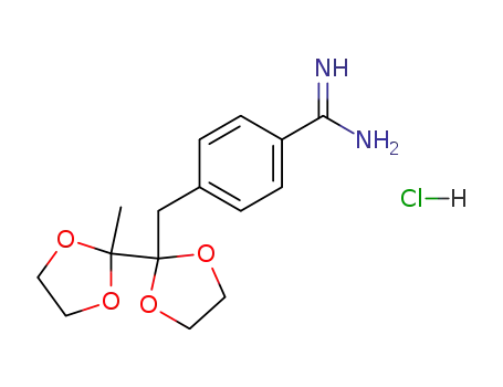 Molecular Structure of 63925-56-4 (Benzenecarboximidamide,
4-[(2'-methyl[2,2'-bi-1,3-dioxolan]-2-yl)methyl]-, monohydrochloride)