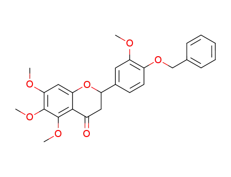 Molecular Structure of 23494-60-2 (4H-1-Benzopyran-4-one,
2,3-dihydro-5,6,7-trimethoxy-2-[3-methoxy-4-(phenylmethoxy)phenyl]-)