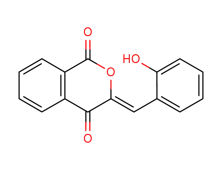 Molecular Structure of 63724-96-9 (1H-2-Benzopyran-1,4(3H)-dione, 3-[(2-hydroxyphenyl)methylene]-)