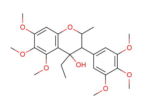 Molecular Structure of 64554-45-6 (2H-1-Benzopyran-4-ol,
4-ethyl-3,4-dihydro-5,6,7-trimethoxy-2-methyl-3-(3,4,5-trimethoxyphenyl)
-)