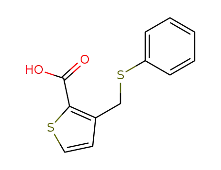 Molecular Structure of 67443-39-4 (2-Thiophenecarboxylic acid, 3-[(phenylthio)methyl]-)