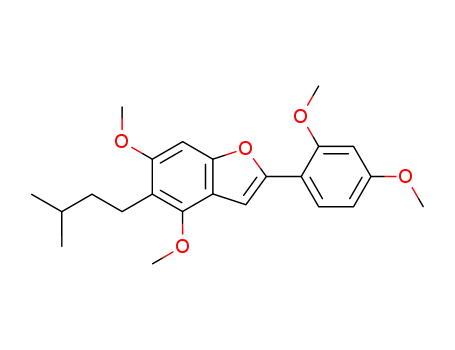 Molecular Structure of 66056-44-8 (Benzofuran, 2-(2,4-dimethoxyphenyl)-4,6-dimethoxy-5-(3-methylbutyl)-)