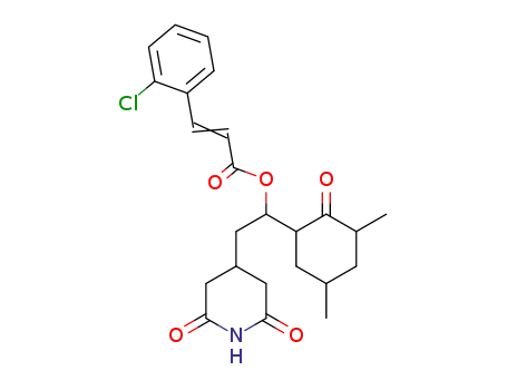 Molecular Structure of 62498-33-3 (2-Propenoic acid, 3-(2-chlorophenyl)-,
1-(3,5-dimethyl-2-oxocyclohexyl)-2-(2,6-dioxo-4-piperidinyl)ethyl ester)