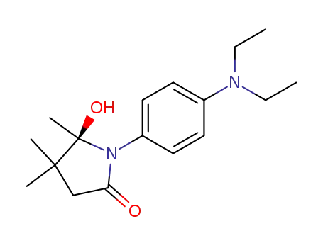 Molecular Structure of 63858-89-9 (2-Pyrrolidinone, 1-[4-(diethylamino)phenyl]-5-hydroxy-4,4,5-trimethyl-)