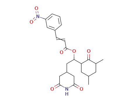 Molecular Structure of 62498-38-8 (2-Propenoic acid, 3-(3-nitrophenyl)-,
1-(3,5-dimethyl-2-oxocyclohexyl)-2-(2,6-dioxo-4-piperidinyl)ethyl ester)