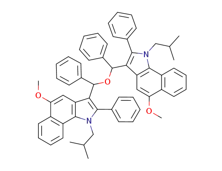 Molecular Structure of 62378-85-2 (1H-Benz[g]indole,
3,3'-[oxybis(phenylmethylene)]bis[5-methoxy-1-(2-methylpropyl)-2-phen
yl-)