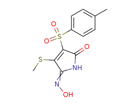 Molecular Structure of 65126-02-5 (1H-Pyrrole-2,5-dione, 3-[(4-methylphenyl)sulfonyl]-4-(methylthio)-,
5-oxime)