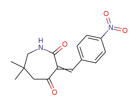 Molecular Structure of 62353-54-2 (1H-Azepine-2,4(3H,5H)-dione,
dihydro-6,6-dimethyl-3-[(4-nitrophenyl)methylene]-)