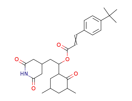 Molecular Structure of 62498-43-5 (2-Propenoic acid, 3-[4-(1,1-dimethylethyl)phenyl]-,
1-(3,5-dimethyl-2-oxocyclohexyl)-2-(2,6-dioxo-4-piperidinyl)ethyl ester)