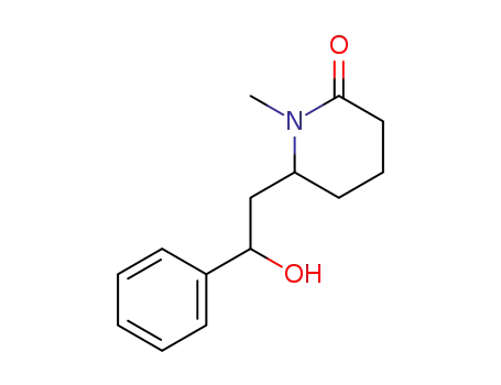 Molecular Structure of 62787-53-5 (2-Piperidinone, 6-(2-hydroxy-2-phenylethyl)-1-methyl-)