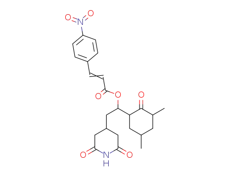 Molecular Structure of 62498-39-9 (2-Propenoic acid, 3-(4-nitrophenyl)-,
1-(3,5-dimethyl-2-oxocyclohexyl)-2-(2,6-dioxo-4-piperidinyl)ethyl ester)