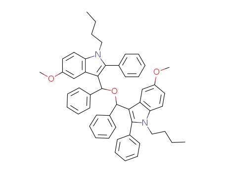 Molecular Structure of 62378-82-9 (1H-Indole,
3,3'-[oxybis(phenylmethylene)]bis[1-butyl-5-methoxy-2-phenyl-)