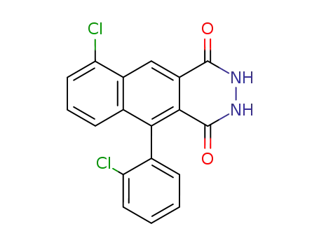 Molecular Structure of 19925-89-4 (Benzo[g]phthalazine-1,4-dione,
9-chloro-5-(2-chlorophenyl)-2,3-dihydro-)